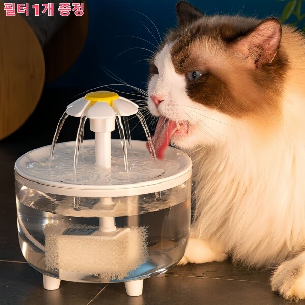 PYHO 고양이 순환 정수기 대용량 이동식 급수기 화이트 1개