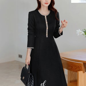 [소장추천/완벽한핏/하객룩]메이브 배색 트위드 플레어 원피스[단독특가][모바일특가]