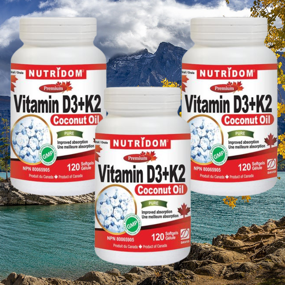뉴트리돔 <b>비타민 D3</b>+<b>K2</b> MK7 120정, 3개