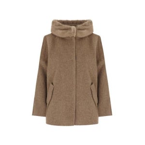 [크로커다일레이디]밍크 카라의 중기장 울 집업 코트_CLDWLF614