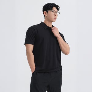 골프복 중독 피트니스 프리미엄 카라 티셔츠 남성 블랙