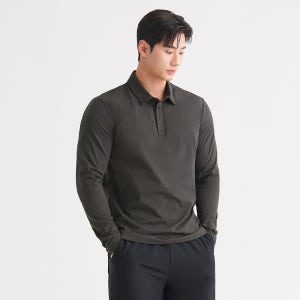 중독 헬스 컴포트 스포츠웨어 카라 휘트니스 티셔츠(롱 슬리브) 다크차콜