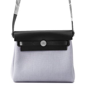 HERMES Herbag 지퍼 블랙/그린 판탄 투알 H 바슈 헌터 가죽 사이즈 미니