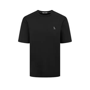 [헤지스 남성] [스테디셀러] 블랙 단색 면혼방 반팔티셔츠 WHTS5B511BK