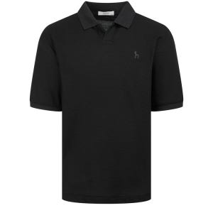 [헤지스 남성] [스테디셀러] 블랙 단색 면혼방 반팔카라티셔츠 WHTS5B892BK