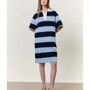 [아떼 바네사브루노] [스테디셀러] 블루 스트라이프 면 반팔원피스 WVDR5B901B2
