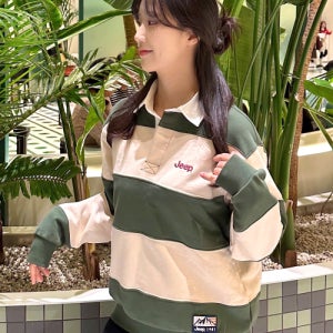 [지프] 레트로 마운틴 1941 스트라이프 카라 맨투맨 (JR5TSU825GN) JR5TSU825GN