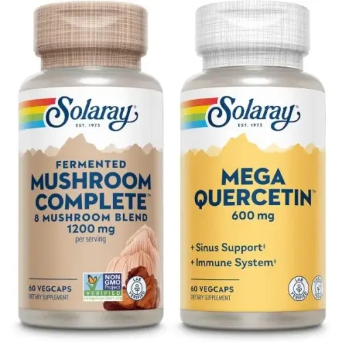 솔라레이 Solaray Mushroom Complete and Mega Quercetin with Bromelain, Nutrient Packed 8 Mushroom Ble