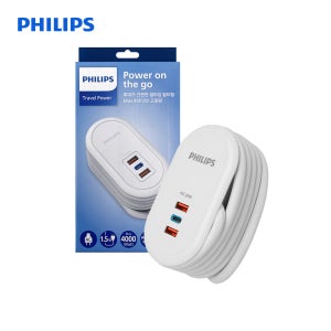 필립스 고용량 파워 트래블 멀티탭 1구 USB C타입 A타입 1.5M 납작 콘센트 여행용