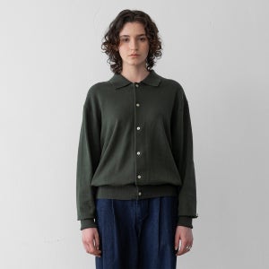 [어나더오피스] Women Scape Knit Polo Cardigan (Forest)