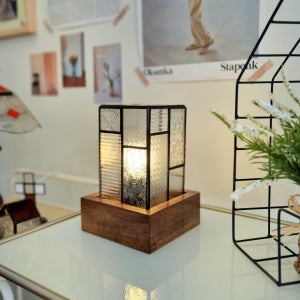 [스테인드글라스]앤틱 레트로풍 조명/무드등/원목조명, 제이러브 유리