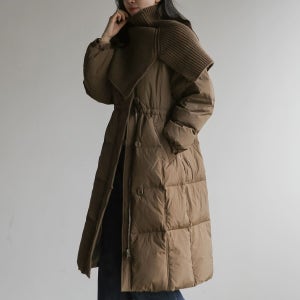카멜릿 넥워머 덕다운 롱패딩