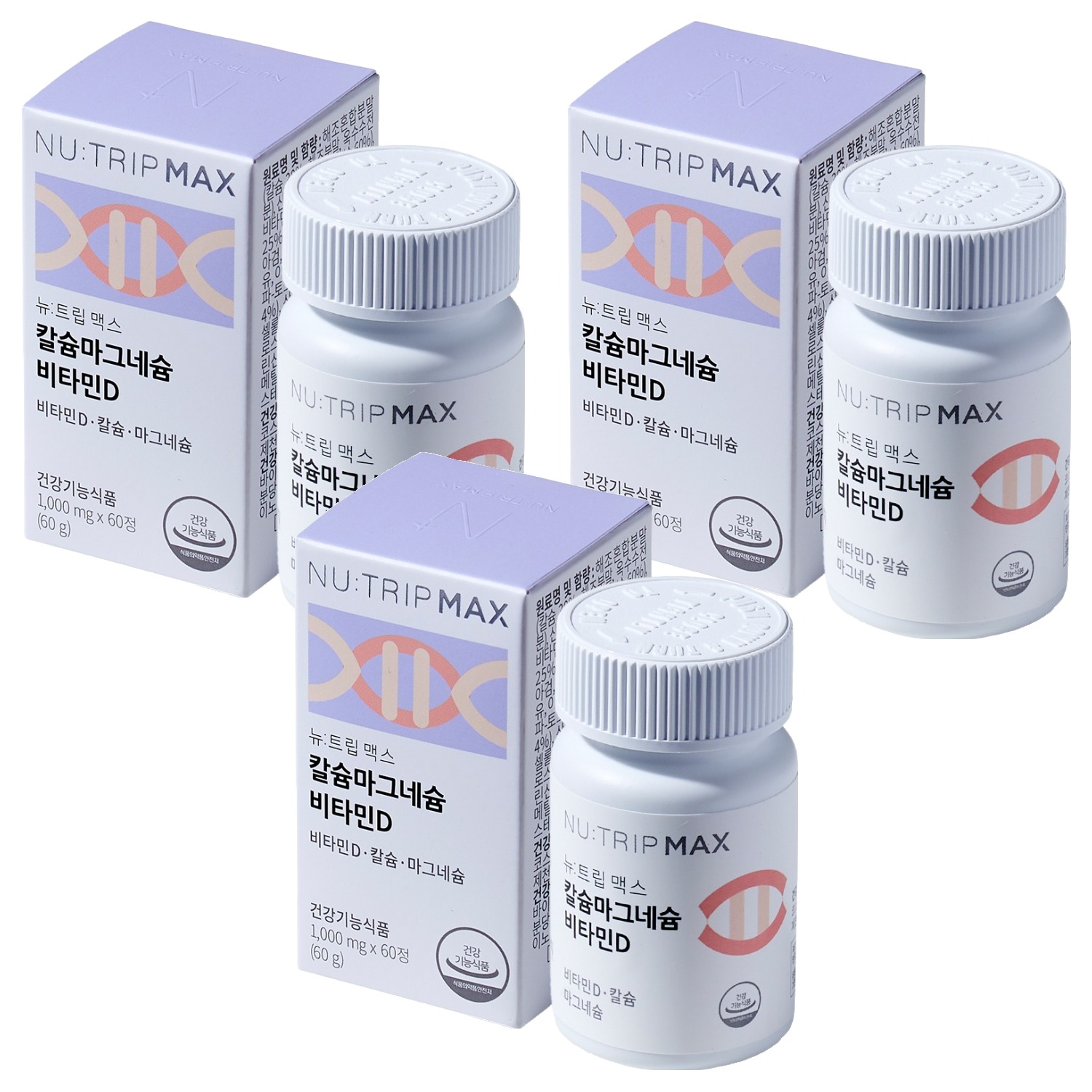 <b>뉴트립</b> 칼슘마그네슘 <b>비타민</b>D 1000 mg  60정  3개