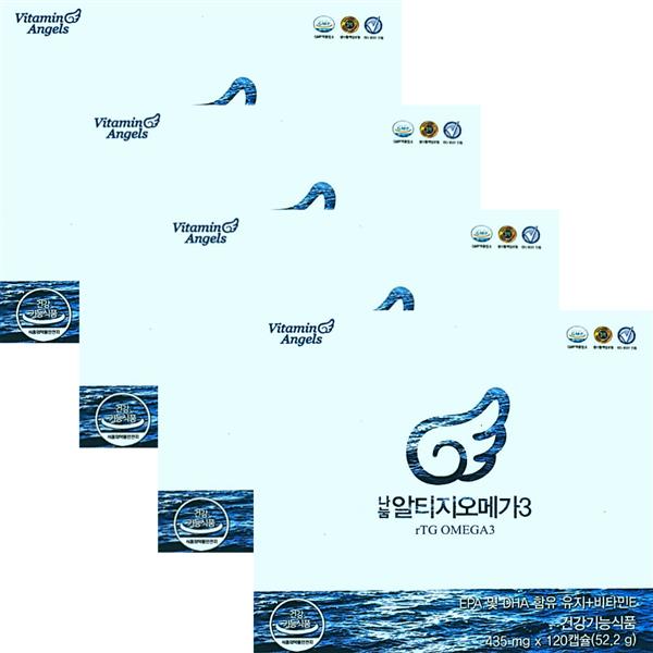 <b>비타민엔젤스</b> <b>비타민엔젤스</b> 나눔 알티지 <b>오메가3</b> 435mg x 120캡슐 x 4박스 8개월분