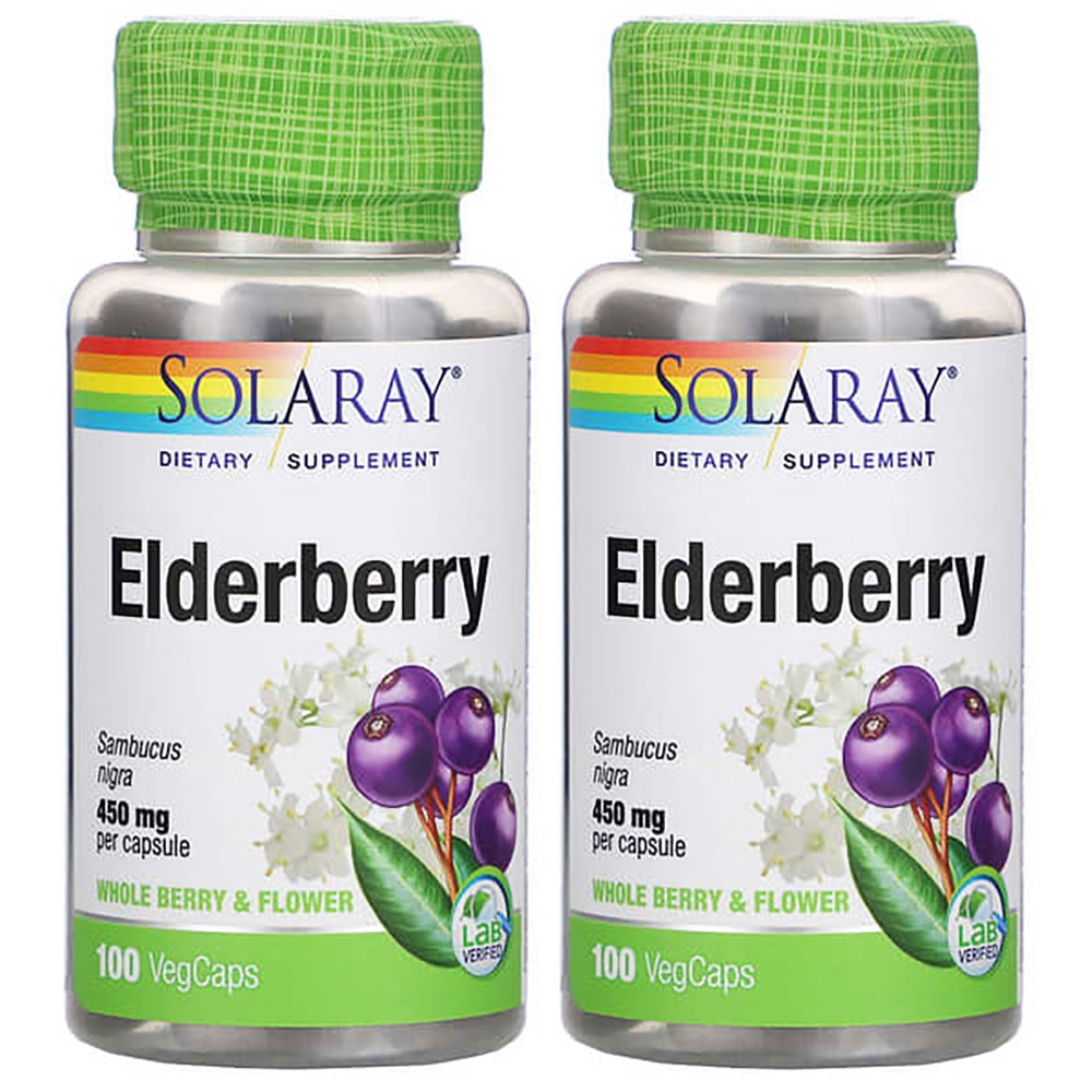 솔라레이 <b>엘더베리 450mg</b> 100베지캡슐 삼부커스 x 2개
