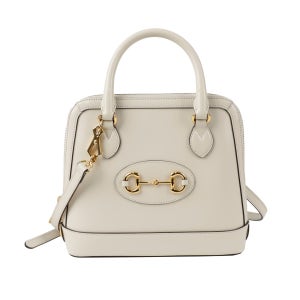 [정품인증] 구찌 홀스빗 1955 스몰 레더 탑 핸들백 화이트 621220 중고 핸들 토트 숄더백