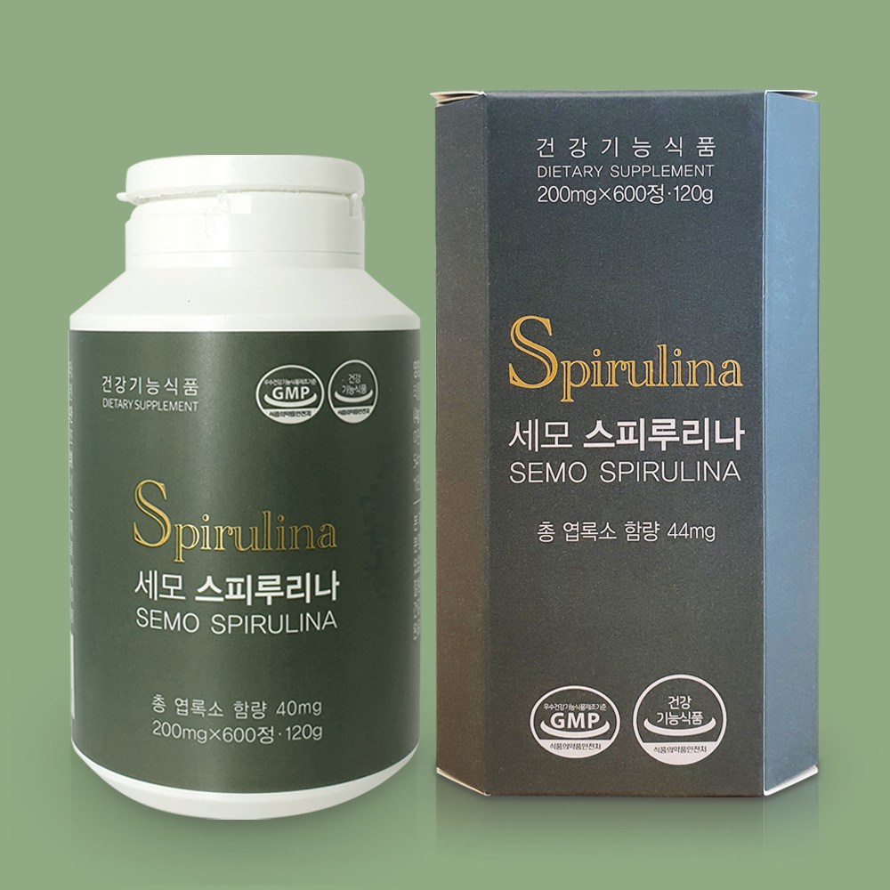 <b>세모</b> 엽록소 스피루리나 1병 <b>성장기</b> 어린이 콜레스테롤 항산화  1개  600정