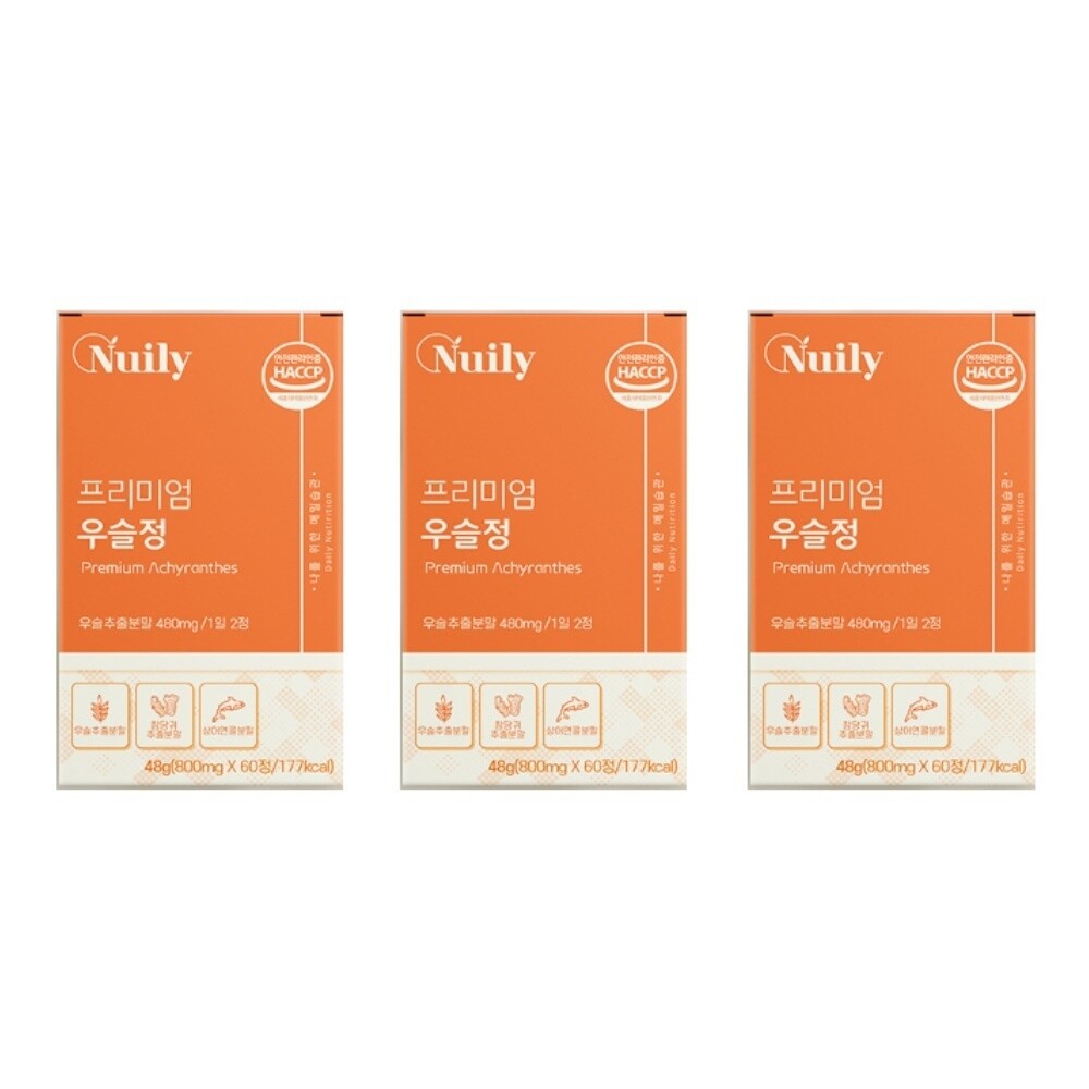 뉴일리 프리미엄 우슬 <b>추출분말</b> 60정 X 3개 우슬정 녹색입홍합 아미노산