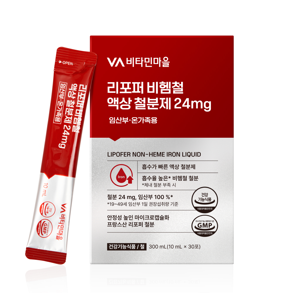 비타민마을 리포퍼 비헴펄 액상 철분제 24mg 10ml x 30포, 3개