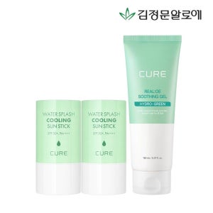 [김정문알로에] 큐어 쿨링선스틱 2개+수딩젤150ml 1개