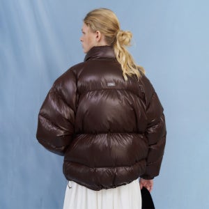 [포에토] Gloss puffer duck down jumper - brown