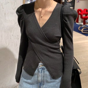 [프리미엄퀄리티]울100 골지 사선랩 니트