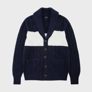 [브룩스브라더스] 투톤 케이블 블레이저 가디건 (네이비)