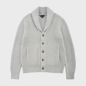 [브룩스브라더스] 코튼 립 숄 가디건 (그레이)