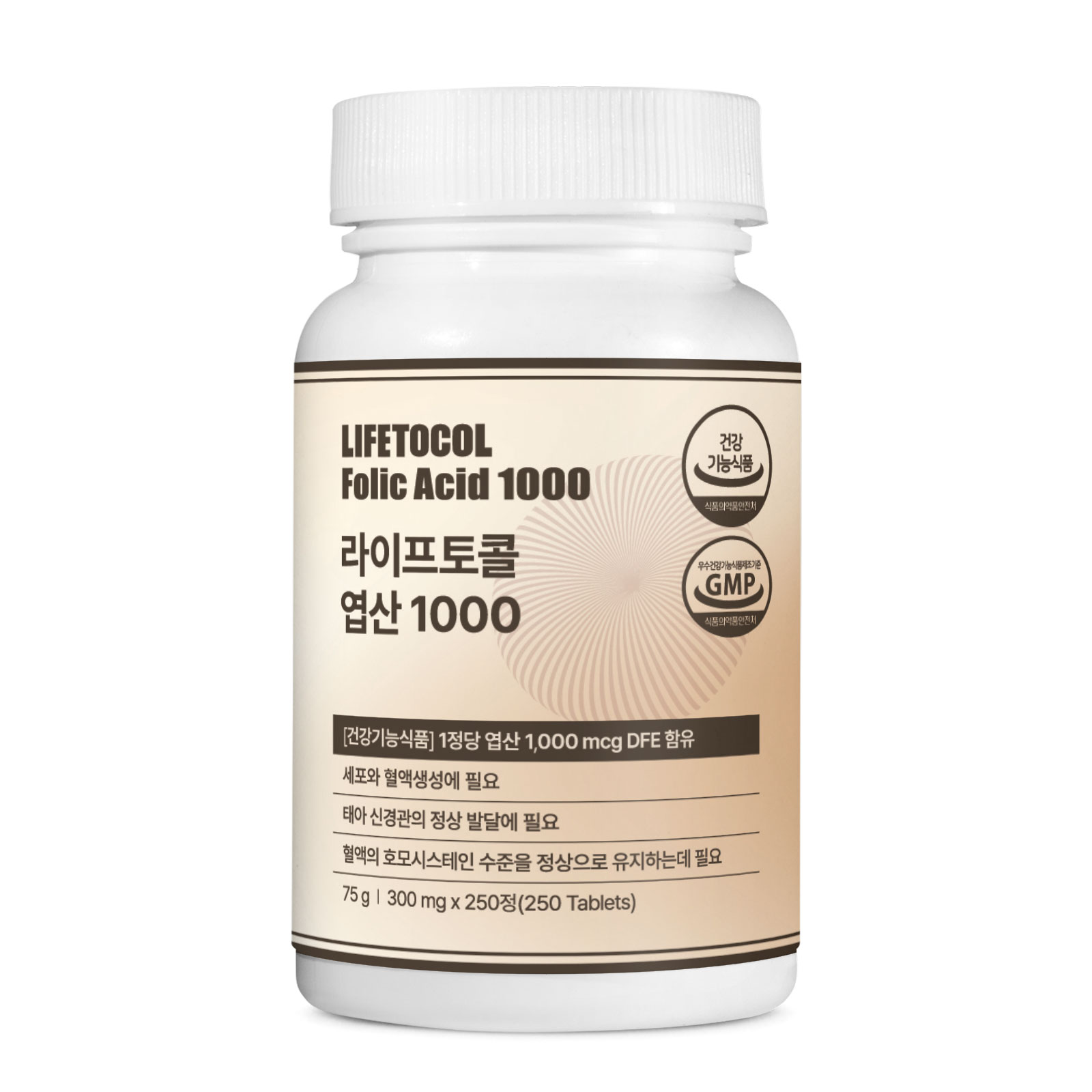 라이프토콜 엽산 1000 300mg x 250정, 1개
