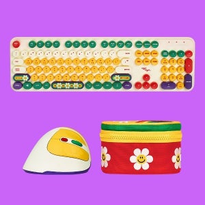 [앱코X위글위글] 버티컬 마우스&키보드 SET - Ivory, 무선 무소음 저소음 키보드 마우스 세트 귀여운