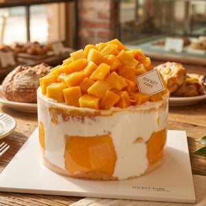 택배X [평택픽업✔] 망고 초콜릿 브라우니 생크림 케익, 포켓파크 디저트