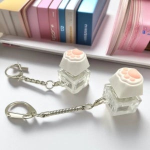 [퍼주는사장님] 빛나는 LED 꾹꾹이 키캡 키링 고양이 발바닥 말랑이 키캡 딸깍이 청축 카라비너 키보드 버튼 스위치 피젯 손장난감 키링 키홀더 백_m20251203c59c4e334