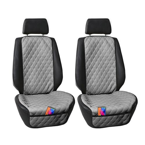 FH 그룹 카시트 시트 커버 카트럭 가죽 그레이 SUV용 인조 방수 2팩 쿠션 <b>프로텍터</b> 네오<b>수프림</b> 유니버설