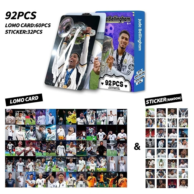 쿠쿠스토어 92PCS 축구 스타 카드 메시 호날두 Mbappé Haaland Jude Bellingham LaCardmine 미니 컬렉션 팬  12 Style 13