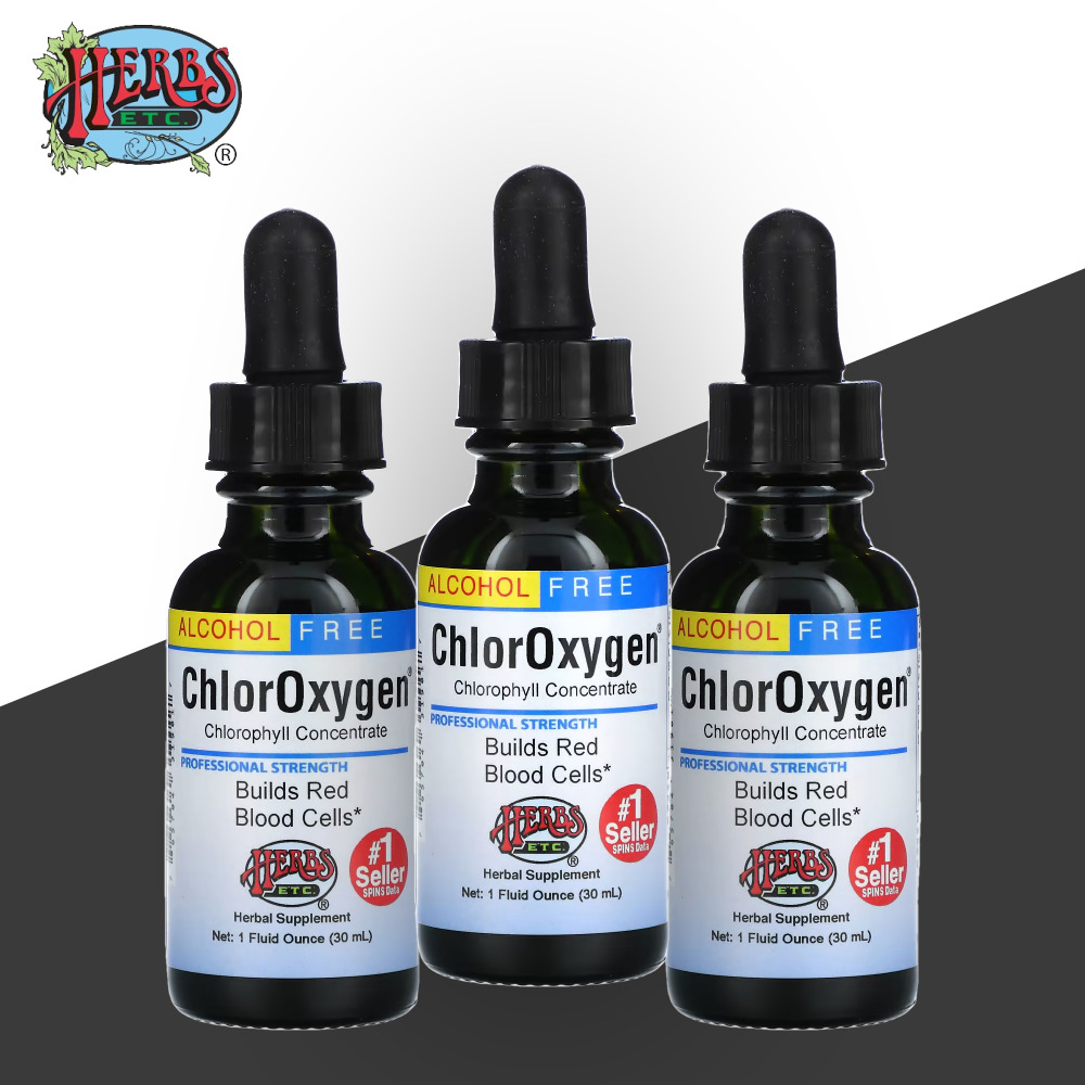 허브 Herbs Etc <b>ChlorOxygen</b> 클로로필 엽록소 알코올 프리 30ml 3개