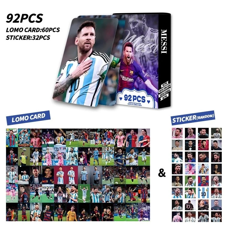 쿠쿠스토어 92PCS 축구 스타 카드 메시 호날두 Mbappé Haaland Jude Bellingham LaCardmine 미니 컬렉션 팬  13 Style 12