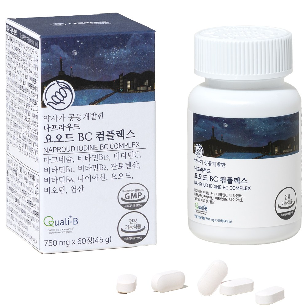 나프라우드 요오드 BC 컴플렉스 750mg x 60정, 1개