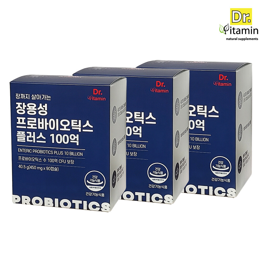 <b>비타민뱅크</b> 닥터비타민 장까지살아가는 장용성 프로바이오틱스 플러스 100억 90캡슐 3박스