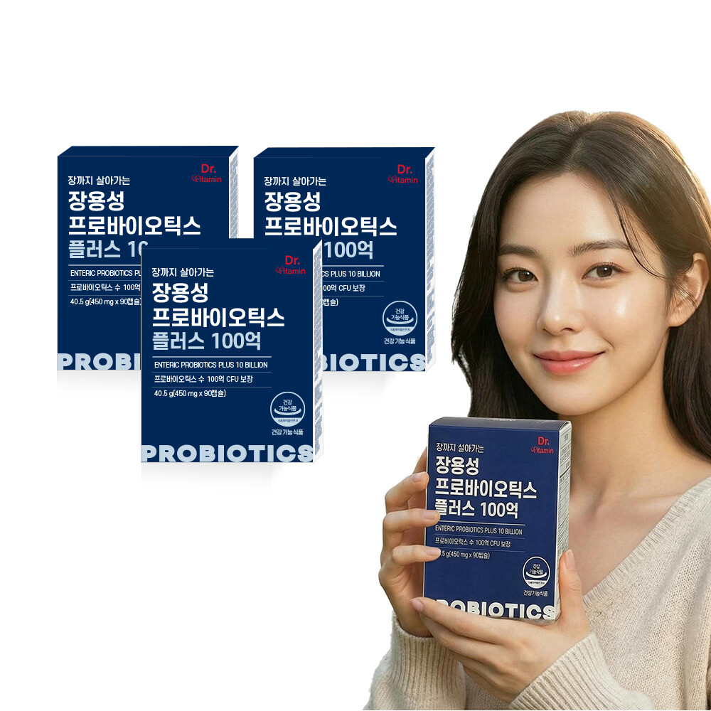 <b>비타민뱅크</b> 닥터비타민 장까지살아가는 장용성 프로바이오틱스 플러스 100억 90캡슐 3박스