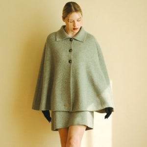 엘제이 캐시미어 트리플버튼 카라 케이프 판초 캐시미어100%