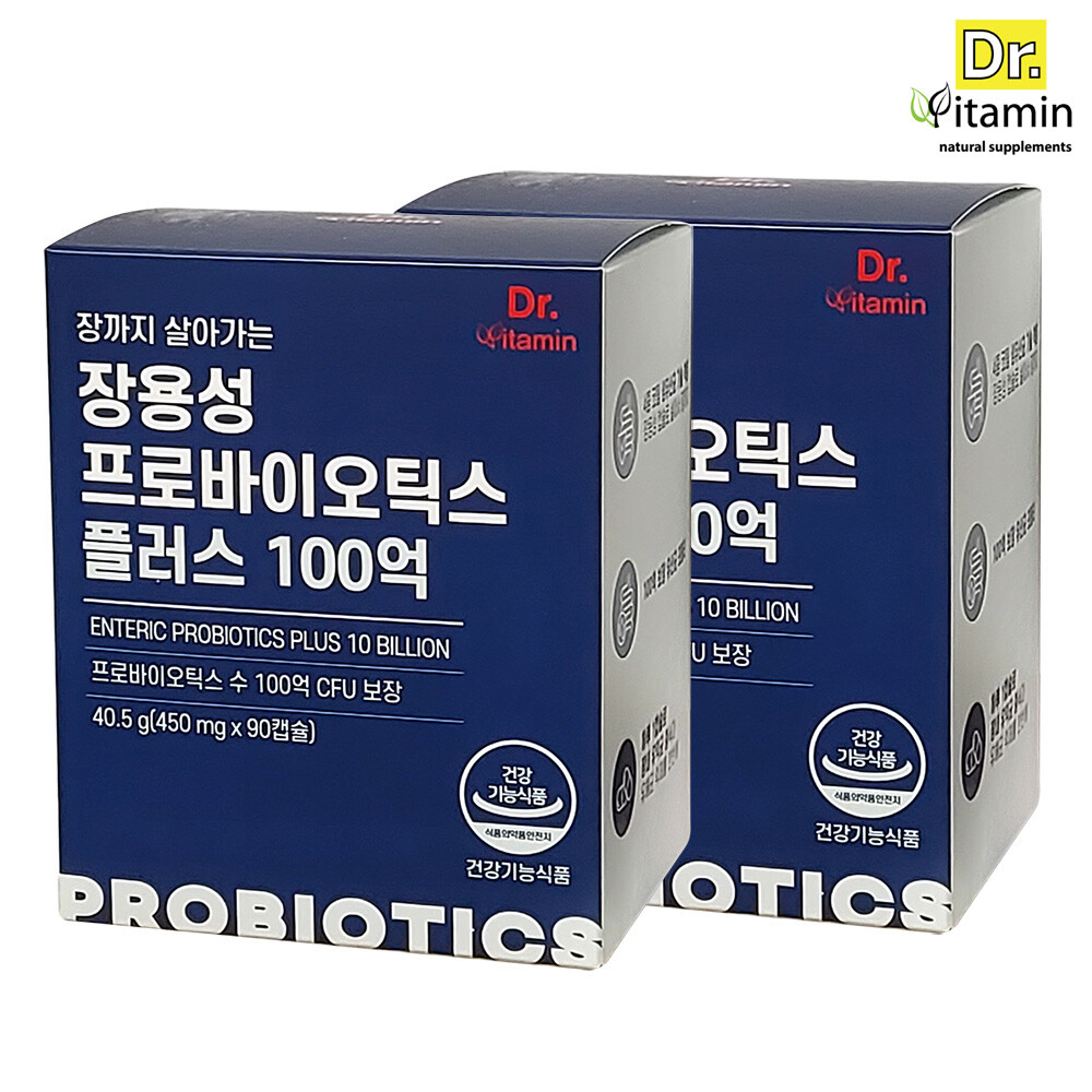 <b>비타민뱅크</b> 닥터비타민 장까지살아가는 장용성 프로바이오틱스 플러스 100억 90캡슐 2박스