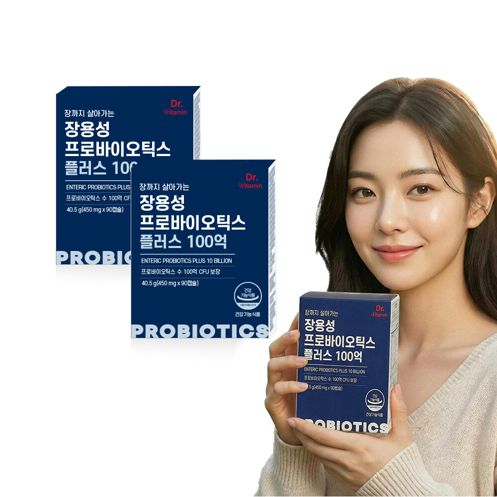 <b>비타민뱅크</b> 닥터비타민 장까지살아가는 장용성 프로바이오틱스 플러스 100억 90캡슐 2박스