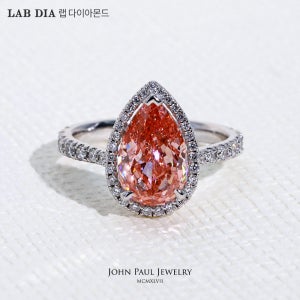 [LA8129PR20] 2캐럿 헤일로 오벌컷 핑크 랩다이아 반지