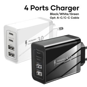 4-in-1 USB 충전기 블록, 1/2/3개 팩 옵션: 2x Type-C + 2x USB-A 멀티 포트 어댑터, 다중 기기용 - 아이폰, 갤럭시, 아이패드, 픽셀용