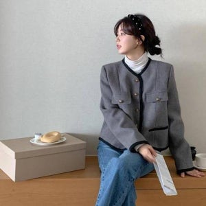 트위드자켓 여성트렌치코트 롱코트 트렌치코트 숏 WFKRIJF