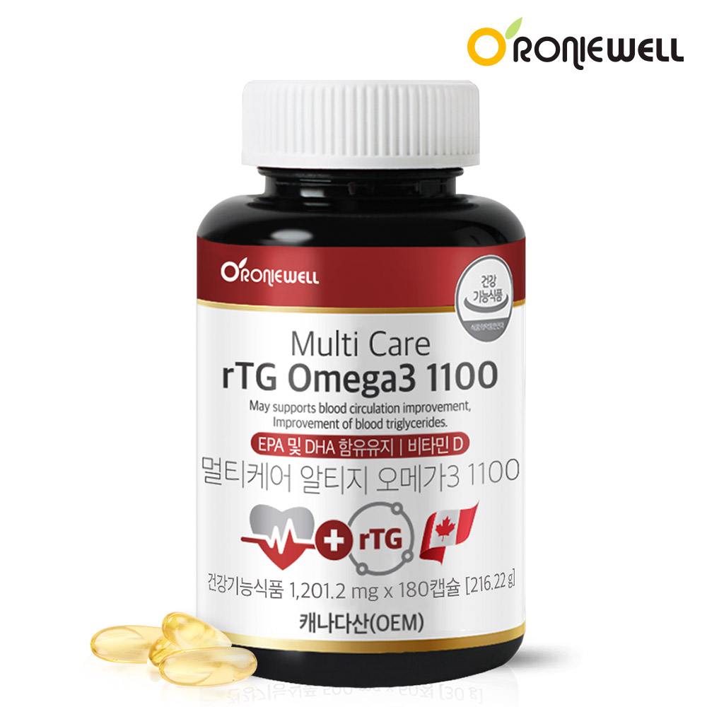 <b>로니웰</b> <b>로니웰</b> 멀티케어 알티지 <b>오메가3</b> 1100 180캡슐 (6개월분)