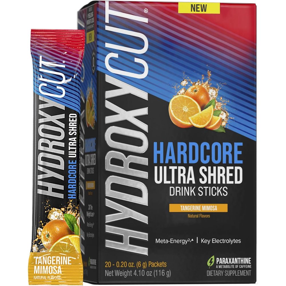 <b>하이드록시컷</b> 하드코어 울트라 슈레드 드링크 스틱 파우더 20팩 텐저린 미모사맛