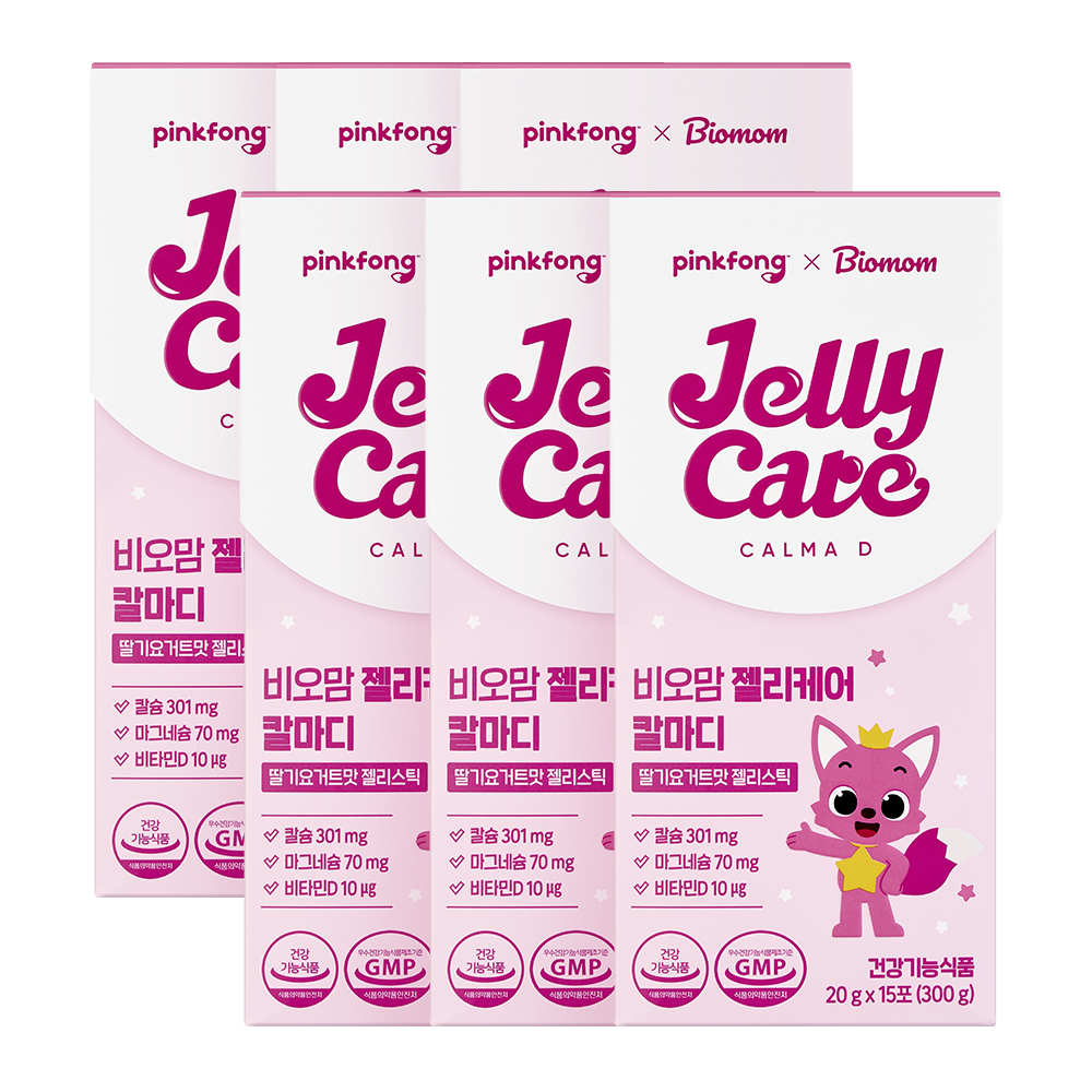 핑크퐁 비오맘 칼슘<b>마그네슘</b>비타민D 젤리케어 15포, 6개