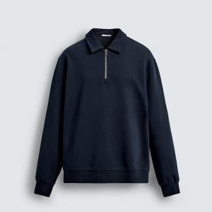 자라 테크니컬 인터록 하프집업 긴팔 폴로셔츠 4092/380 NAVY BLUE