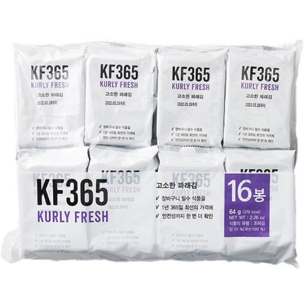 K-Food KF365 Savory Green Laver (Gim) 4g x 16 packs, 1 pc